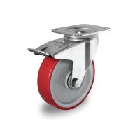 Swivel castor braked 125mm diameter ball bearing - PA / PU