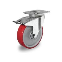 Swivel castor braked 100mm diameter ball bearing - PA / PU