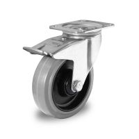 Swivel castor braked 125mm diameter ball bearing - PA / Rubber
