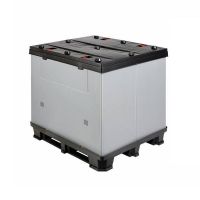 Foldable plastic pallet box 1220x1020x1180mm - 3 slides, clickable