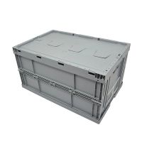 Collapsible plastic container 600x400x320mm - closed with lid and handles