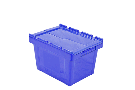 Plastic container with a two-piece hinged lid