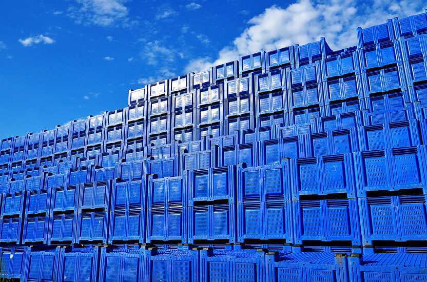 Stacked plastic boxes