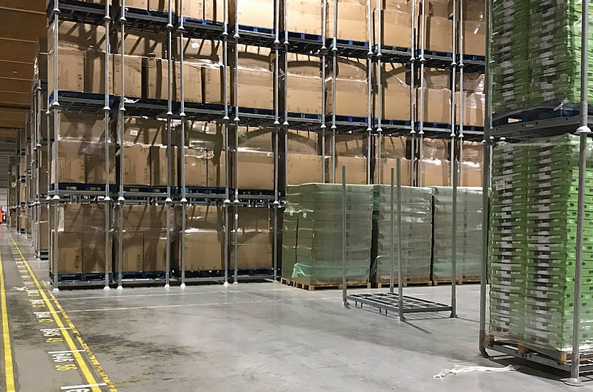 Pallet racking increases storage space.